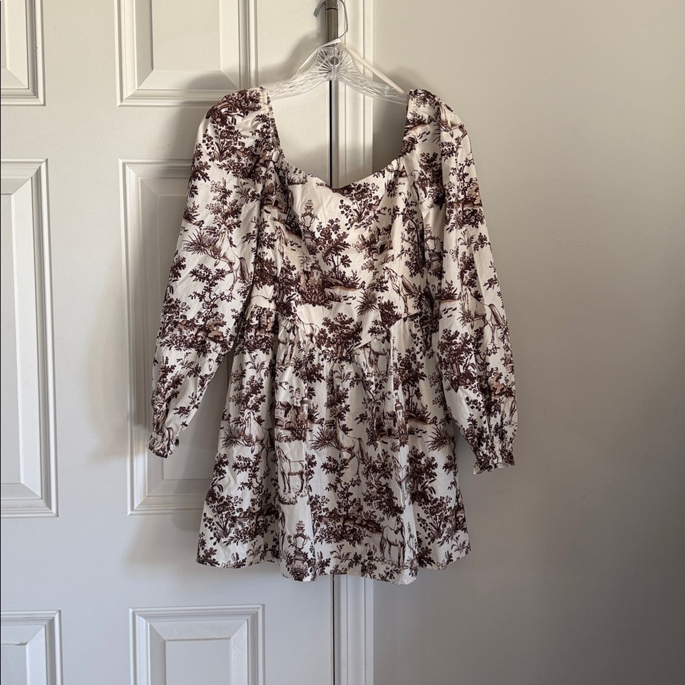 Francesca's Collections Floral Brown and Cream Dress - Picture 5 of 5